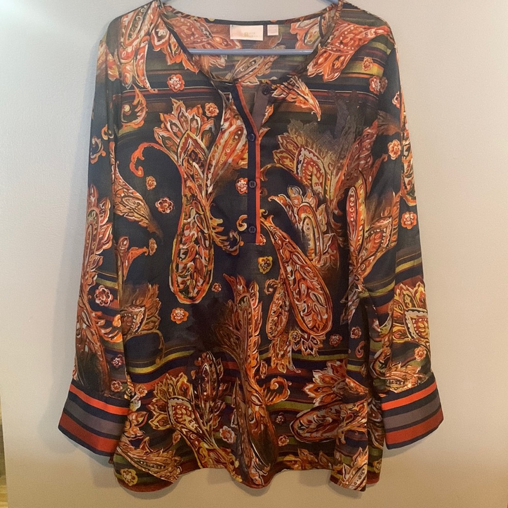 Belle by Kim Gravel Women’s Multi-Color Paisley Blouse